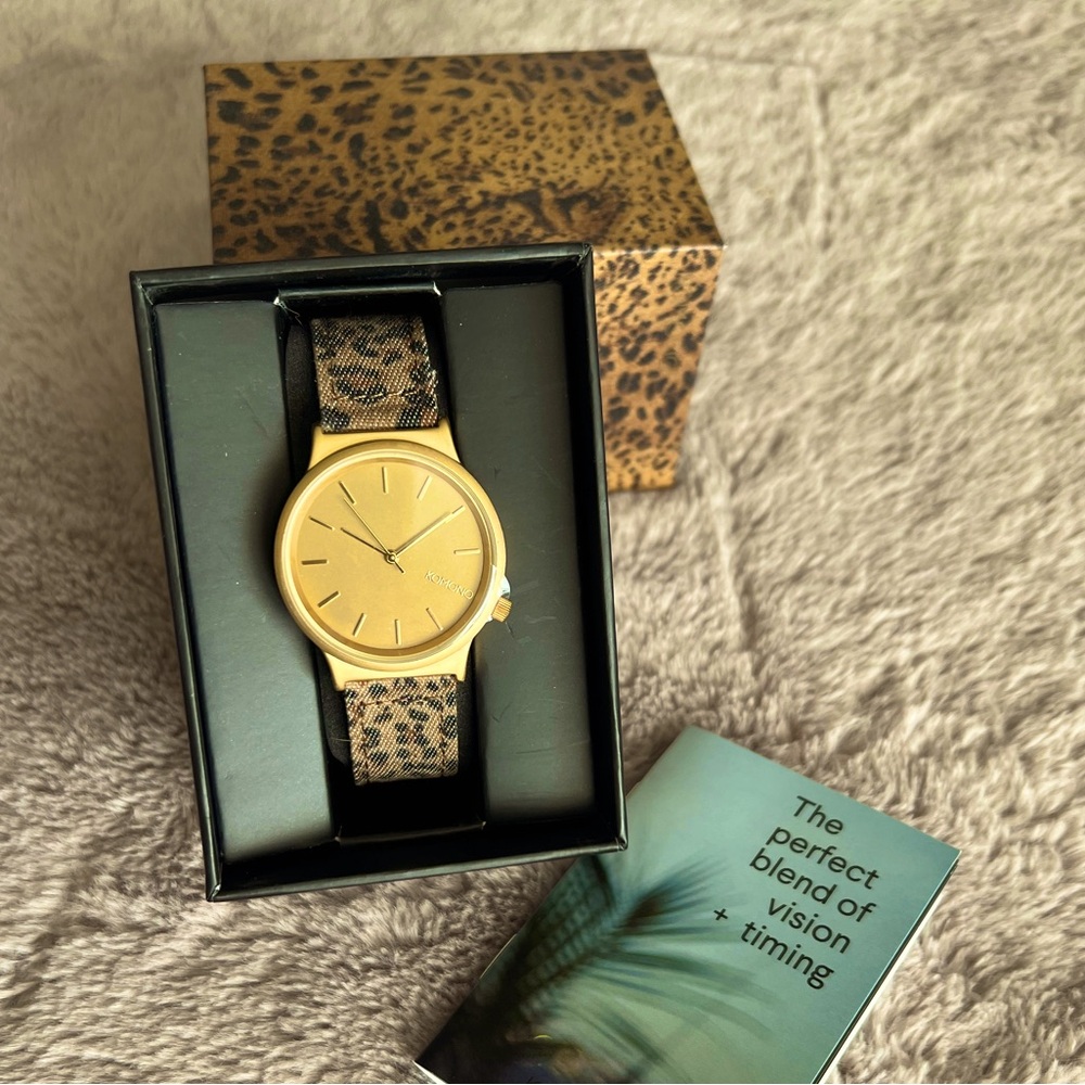 Komono Gold and Leopard print Watch, NIB
